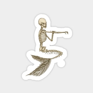 BATHING MERMAID SKELETON - SEPIA Sticker